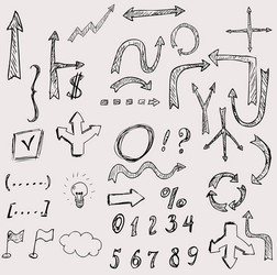 hand drawn arrows icons set on white vector