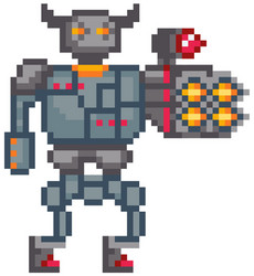 Mechanical man in iron armor robot with built-in vector