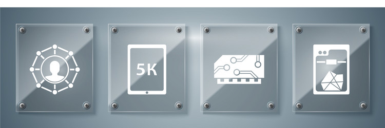 set 3d printer ram random access memory tablet vector image
