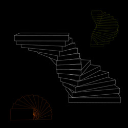 Spiral staircase set isolated on black background vector