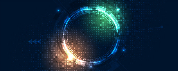abstract technology digital circles of particles vector image