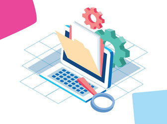 big data colorful design with computer folder vector image