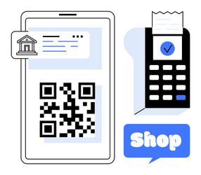 mobile payment system with qr code and digital vector image