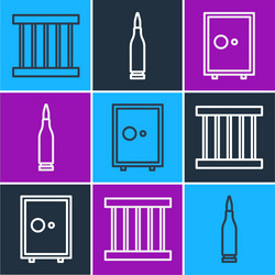 set line prison window safe and bullet icon vector image