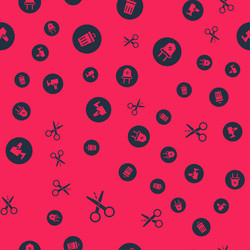 set scissors with cut line trash can factory vector image