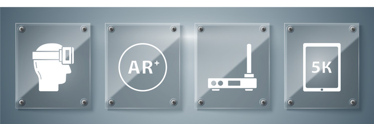 set tablet with text 5k router and wi-fi signal vector image