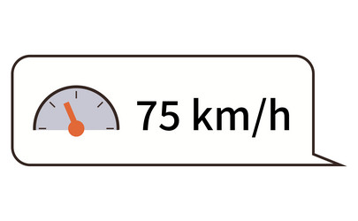 speedometer reading with 75 kmh in speech bubble vector image