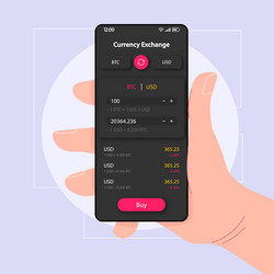 Currency conversion smartphone interface template vector