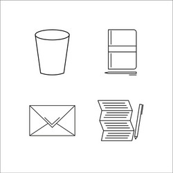 office simple linear icon setsimple outline icons vector image