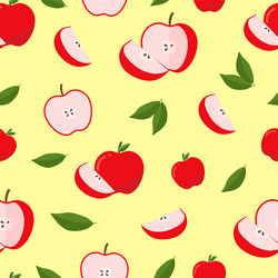 seamless pattern with red and green apple vector image