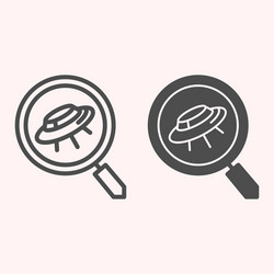 search scan for ufo line and glyph icon spaceship vector image