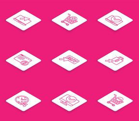 set line laptop and cursor add shopping cart vector image