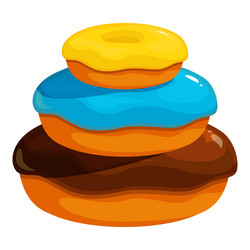 stack of three donuts with chocolate blue vector image
