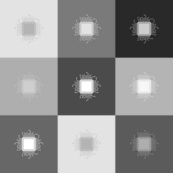 cpu microprocessor grayscale vector image