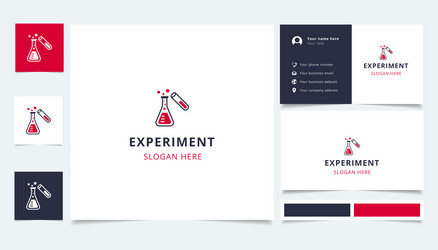experiment logo design with editable slogan vector image