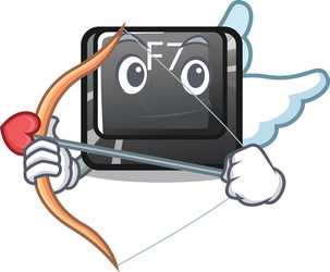 Cupid f7 button installed on cartoon keyboard vector