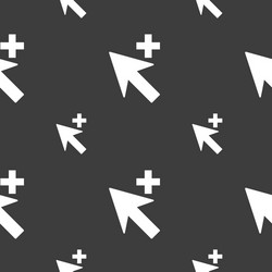 Cursor arrow plus add icon sign seamless pattern vector