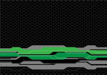 Green grey line futuristic on dark hexagon mesh vector