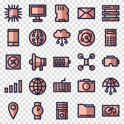 set of 25 device and technology web icons vector image
