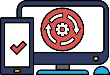 a computer monitor and cell phone are displayed vector image