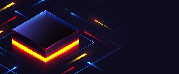 brightly glowing glass computer chip on circuit vector image