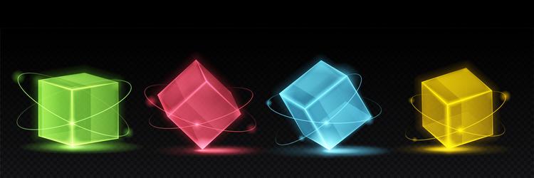 Glow block 3d set vector