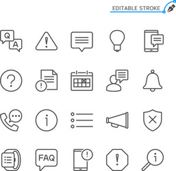 Notification bell outline icons set Royalty Free Vector