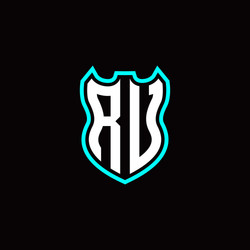 r u initial logo design with shield shape vector image