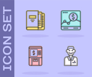set trader office folders atm and money vector image