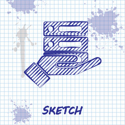 sketch line server data web hosting icon vector image