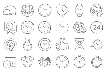 time and clock line icons timer alarm vector image