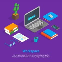 Workspace concept and elements 3d isometric view vector