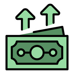 Cash grow icon flat vector