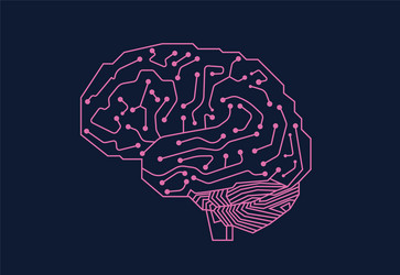 digital human brain with computer circuit board vector image