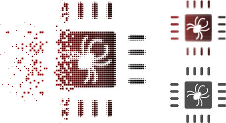 dissolved dot halftone processor bug icon vector image