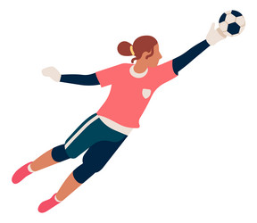 goalkeeper trying catch ball in soccer net saving vector image
