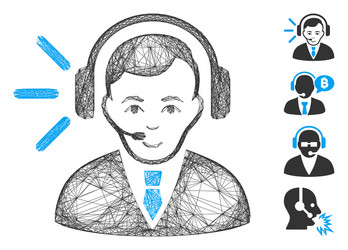 linear call center operator mesh vector image