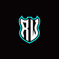 r w initial logo design with shield shape vector image