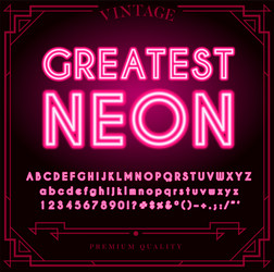 Retro Neon Alphabet & Symbols Vector Image