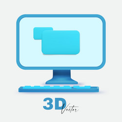 3d minimal desktop screen mockup with dialog vector