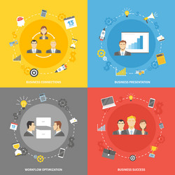 business concept flat icons set vector