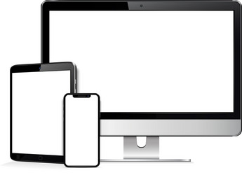 computer display tablet phone mock up vector image
