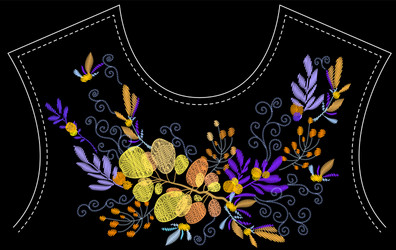 Floral embroidery set with blue flowers for your Vector Image