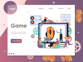 Game website landing page design template vector