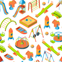 Isometric playground objects background vector