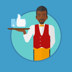 Waiter with like button vector