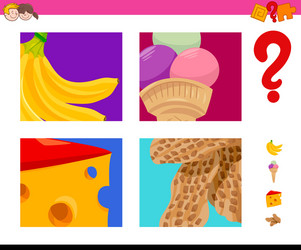 Guess food objects activity game vector