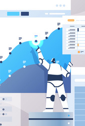 modern robot analyzing statistics graph financial vector image