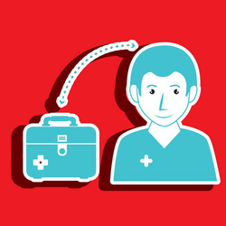 nurse man and first aid kit isolated icon design vector