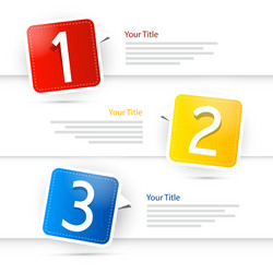 one two three colorful paper progress steps vector image